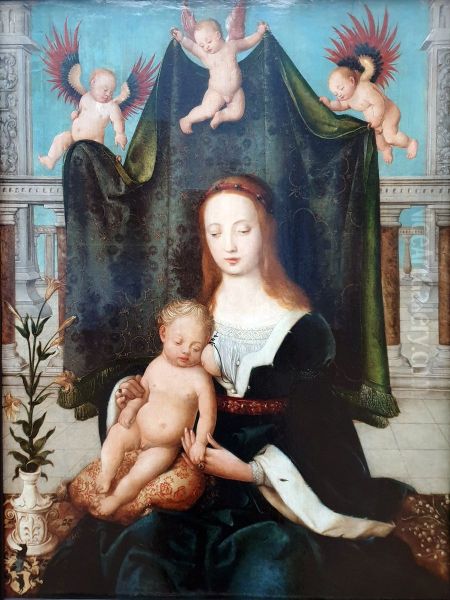 Mary with the sleeping Christ child Oil Painting by Hans Holbein the Elder