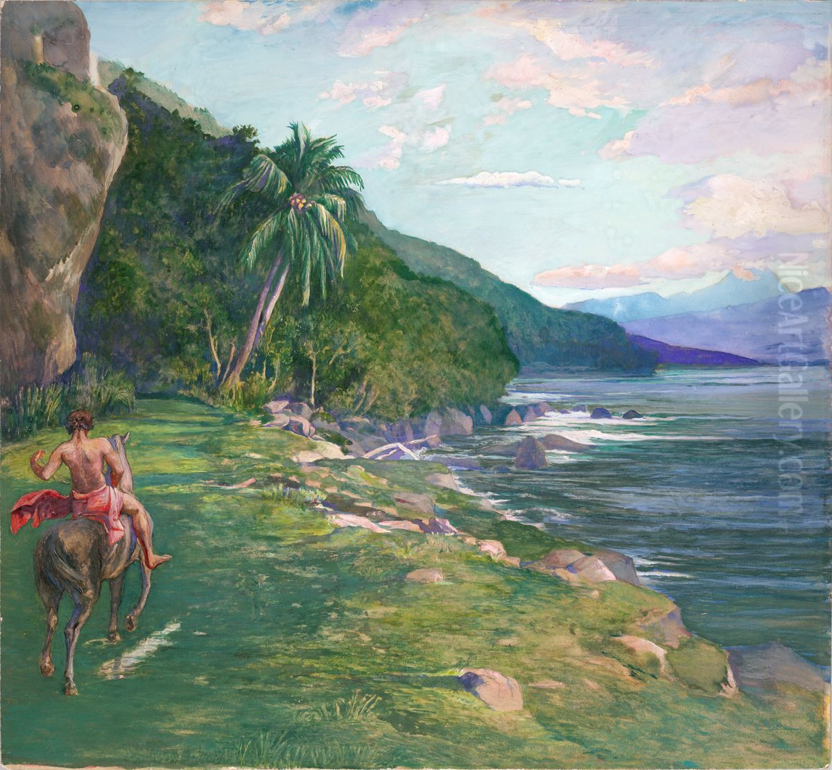 A Bridle Path in Tahiti Oil Painting by John La Farge