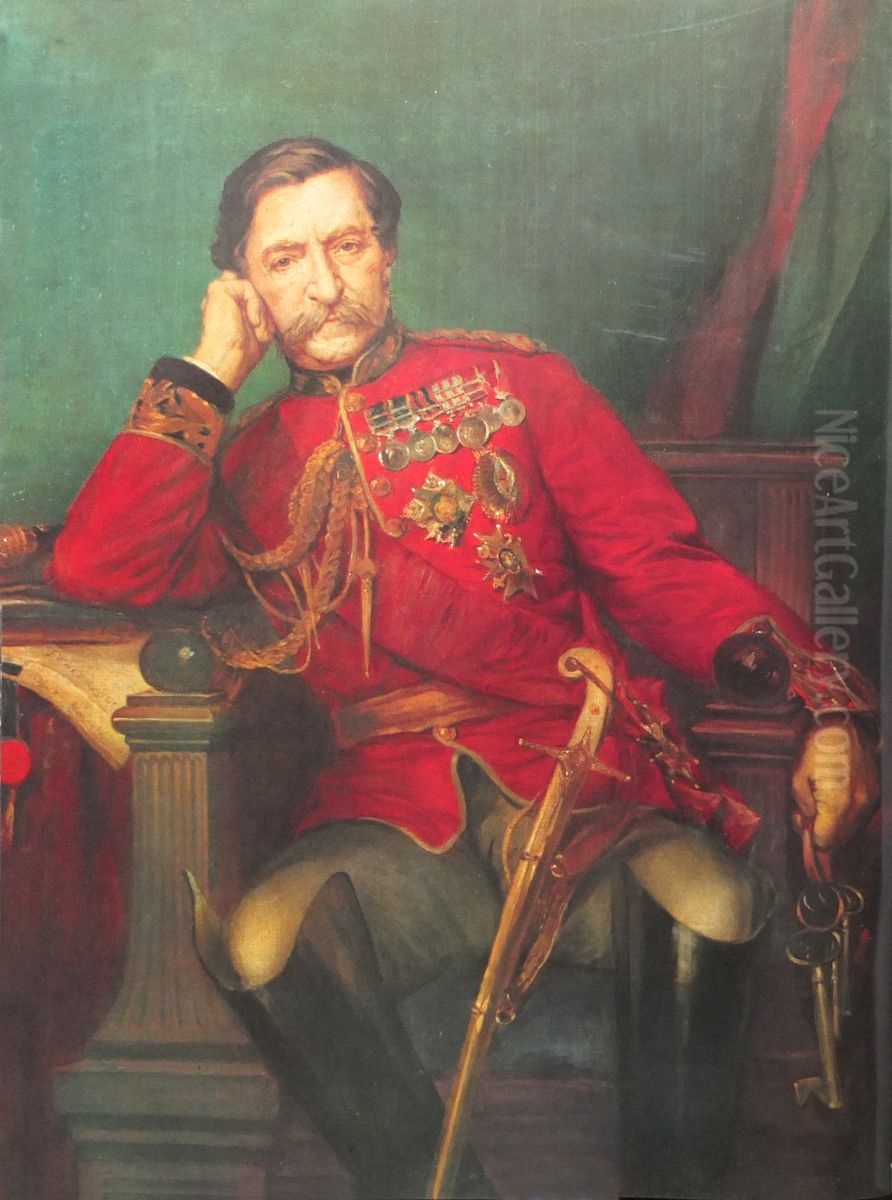 General the Right Honourable Robert Cornellis (1810-1890), Baron the Lord Napier of Magdala, GCB, GCSI, Governor of Gibraltar (1876-1883) Oil Painting by Lowes Cato Dickinson