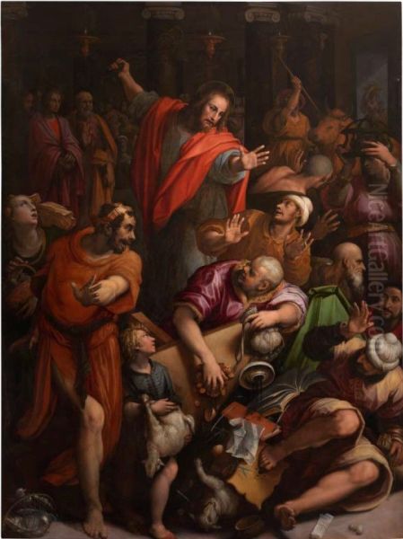 Cleansing of the Temple Oil Painting by Stradanus