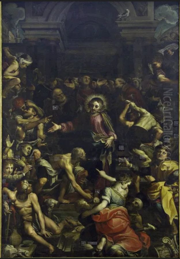 Christ at the Pool of Bethesda Oil Painting by Ferrau Fenzoni