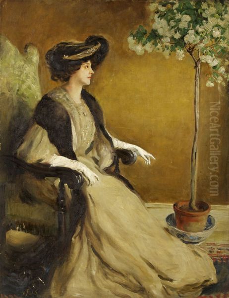 Mrs Patrick Campbell Oil Painting by William Bruce Ellis Ranken