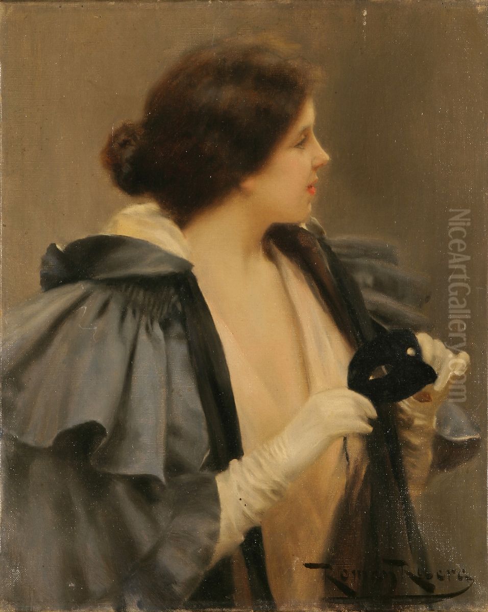 Dona amb antifac Oil Painting by Roma Ribera i Cirera