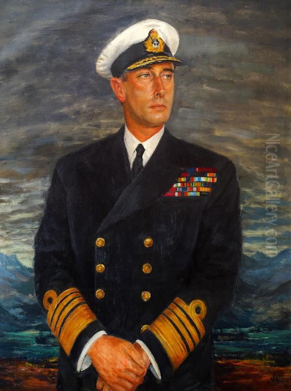 Admiral Lord Louis Mountbatten (1900-1979), GCVO, KCB, DSO Oil Painting by Bernard Hailstone