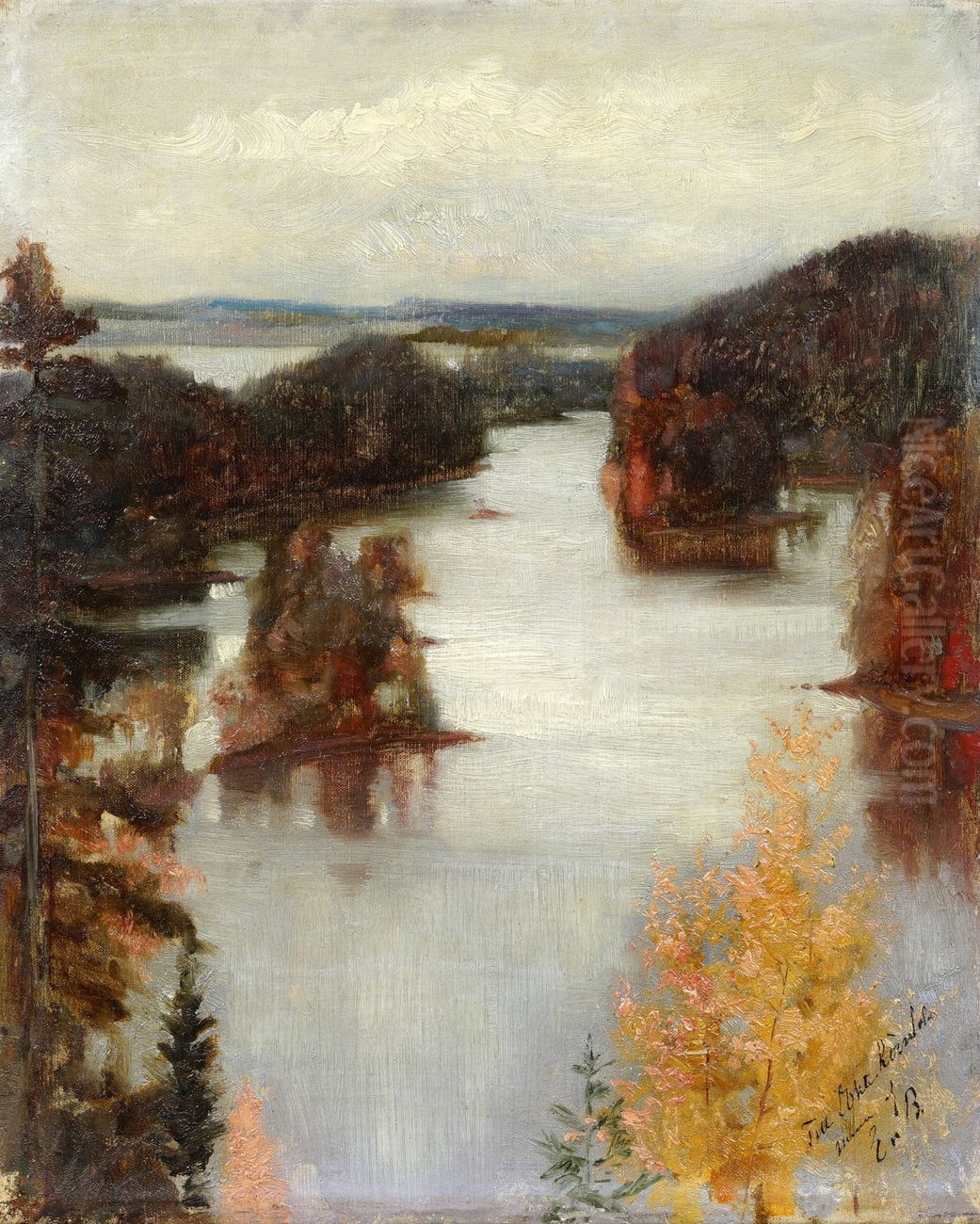 Sketch for Kaukola Ridge at Sunset Oil Painting by Albert Edelfelt