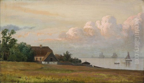 The coast of the Sound. Oil Painting by Anders Andersen-Lundby