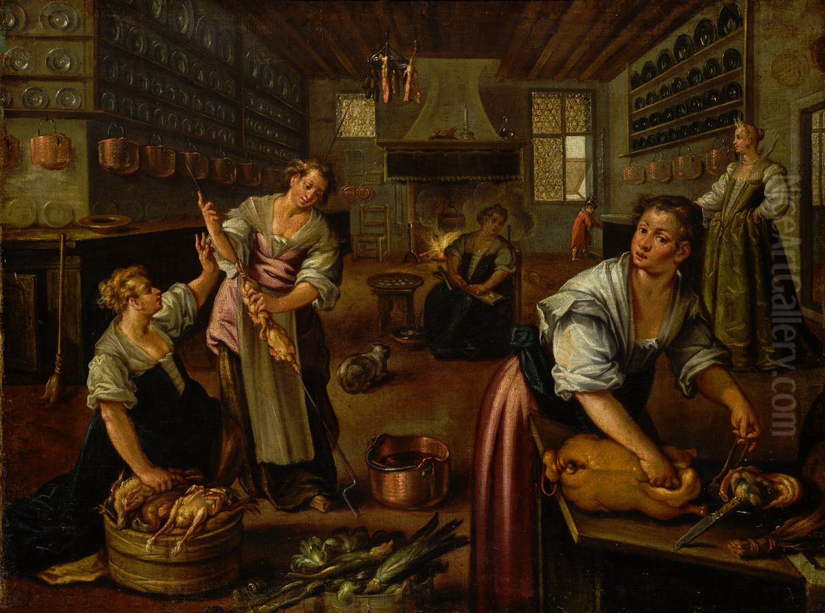 Kitchen interior Oil Painting by Paolo Fiammingo