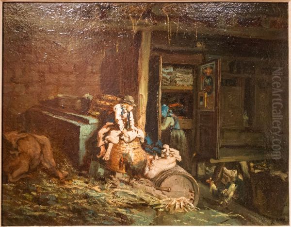 Interieur breton Oil Painting by Auguste Goy