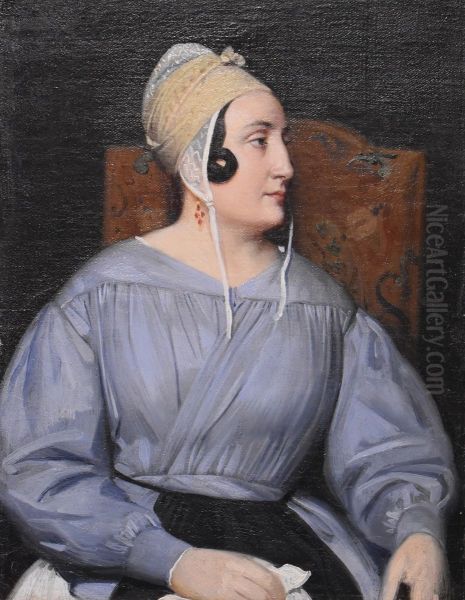 Portrait d'Elisabeth Grange Oil Painting by Alexandre-Jean-Baptiste Hesse
