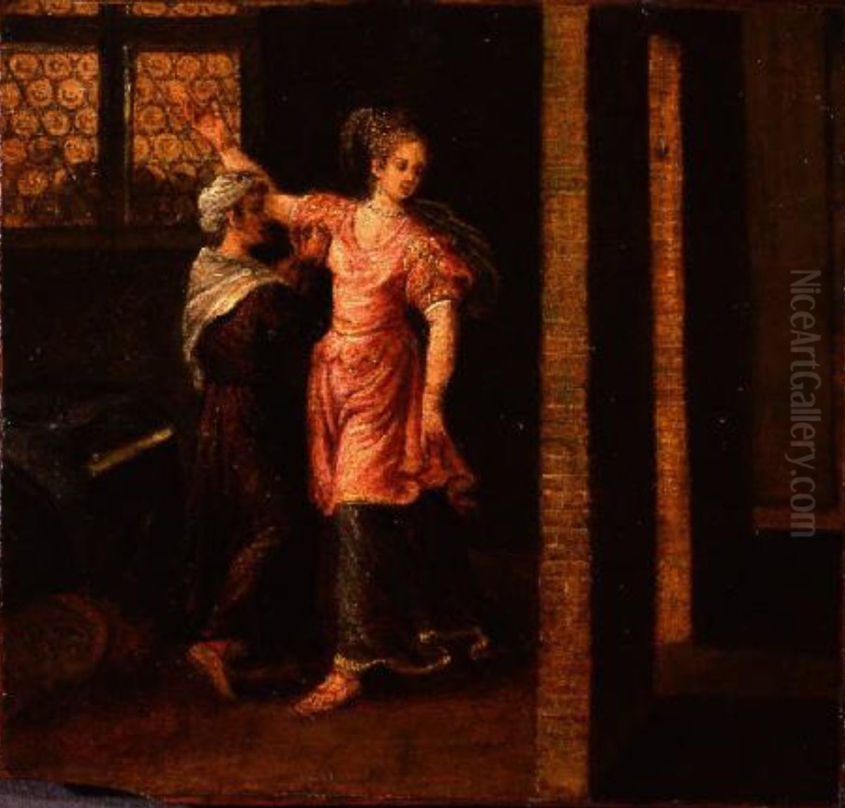 Judith dressing up before presenting herself to Holofernes Oil Painting by Paolo Fiammingo