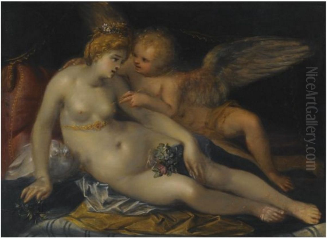 Venus and Cupid Oil Painting by Frans Badens