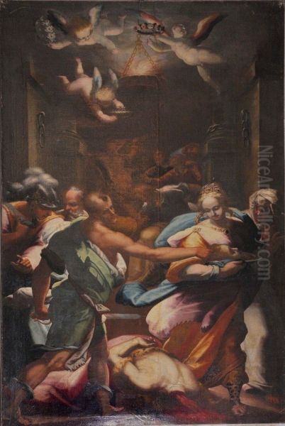 The beheading of St. John the Baptist Oil Painting by Benedetto Brandimarte