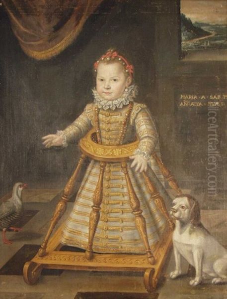 Portrait of Maria Apollonia of Savoy (1594-1656) Oil Painting by Jan Kraeck