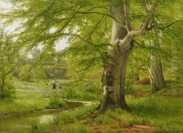 Beechs trees in the early summer. Oil Painting by Anders Andersen-Lundby