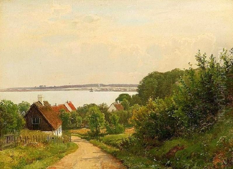 Udsigt til en dansk fjord. Oil Painting by Anders Andersen-Lundby