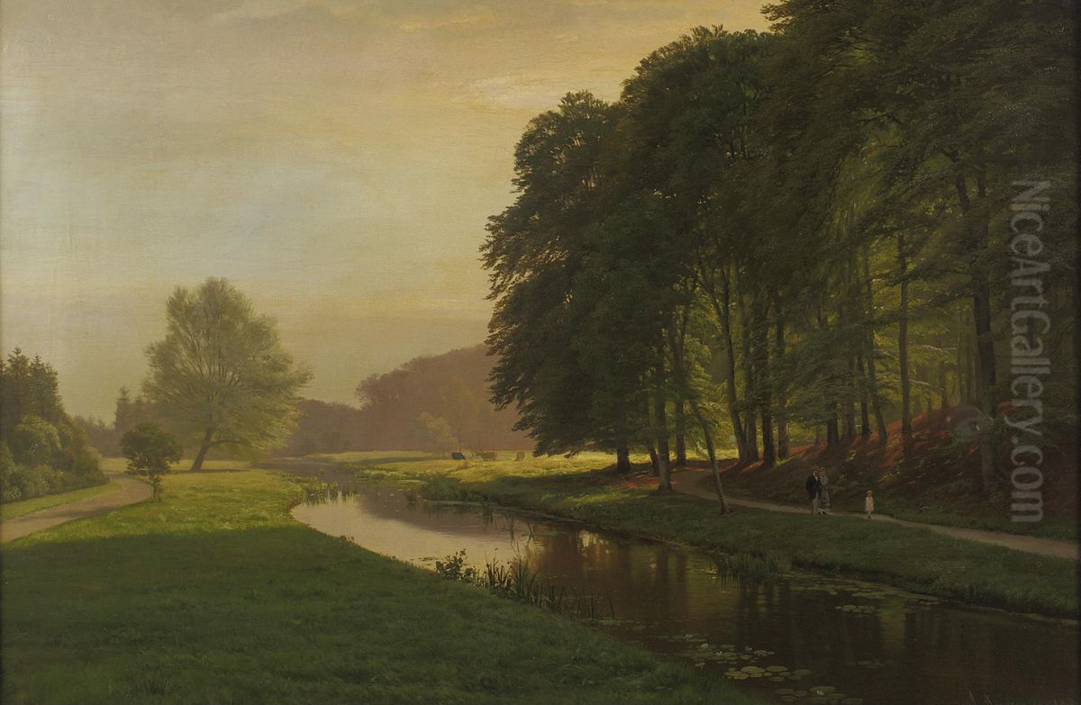 A walk in the park. Oil Painting by Anders Andersen-Lundby