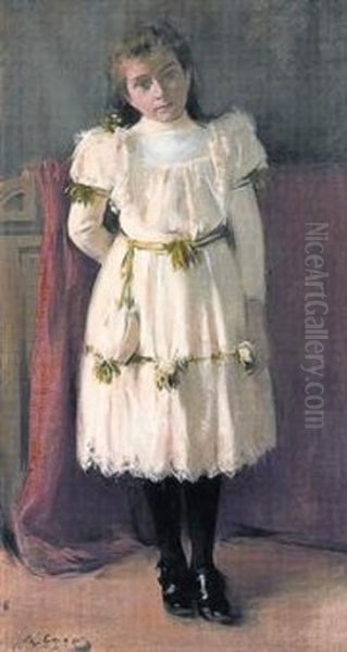 Retrat de la nena Sarda Oil Painting by Ramon Casas