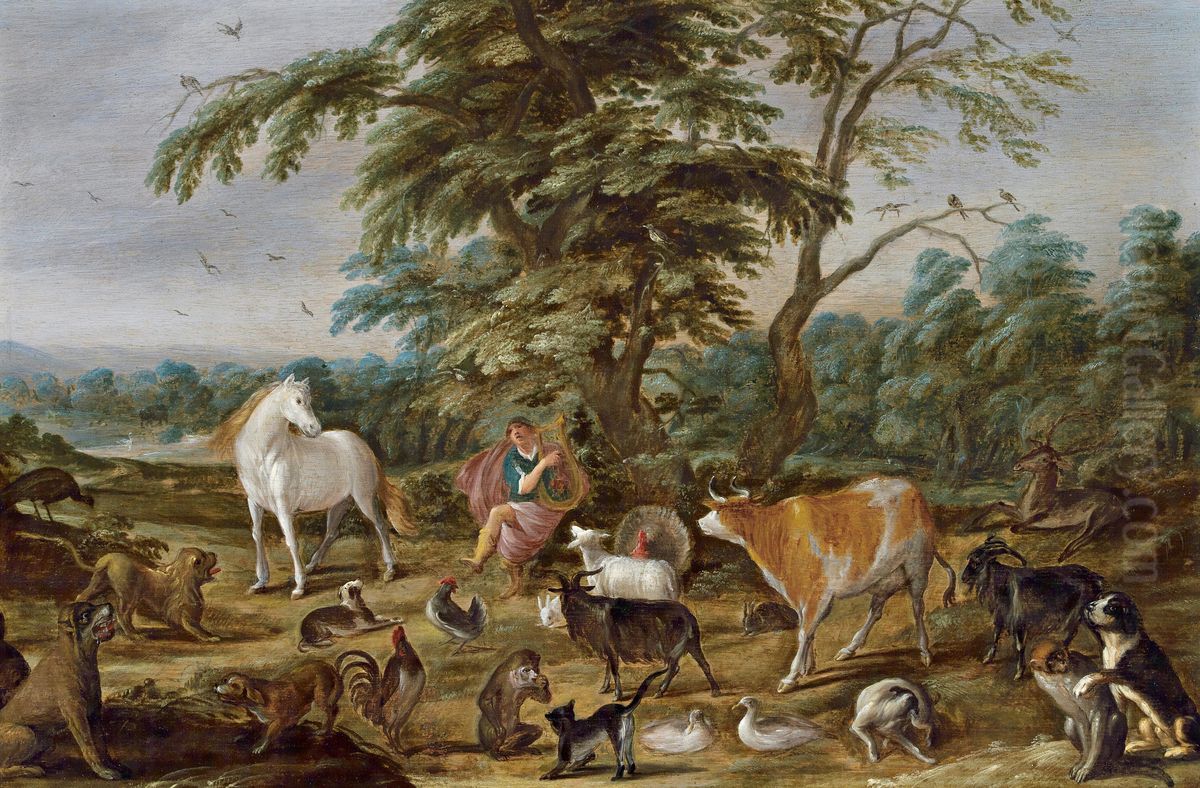 Orfeus spelend voor de wilde dieren Oil Painting by David Colijns