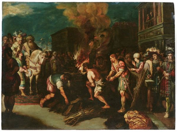 Croesus before Cyrus Oil Painting by Gaspar van den Hoecke