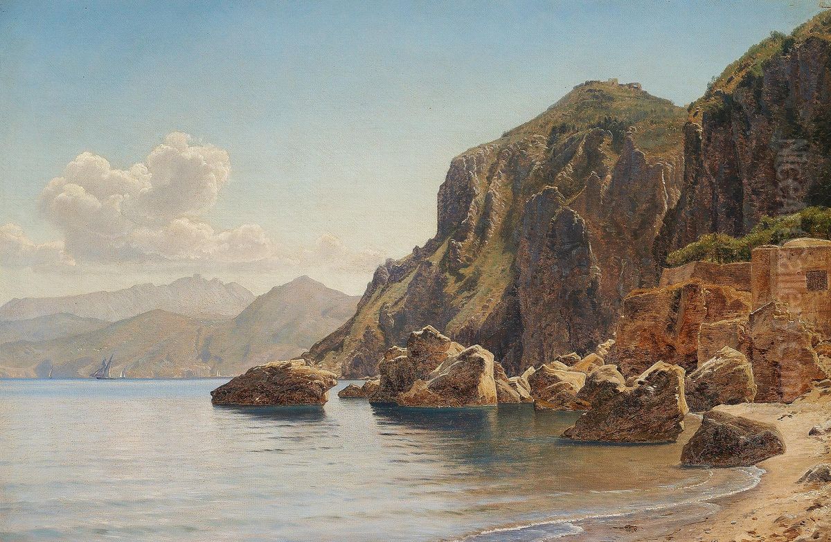 Morning scene from the island of Capri. Oil Painting by Janus Andreas Bartholin La Cour