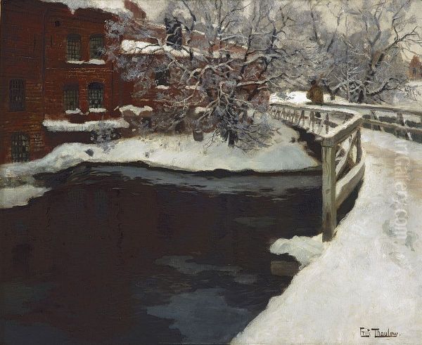 Treschow's Bridge Oil Painting by Frits Thaulow