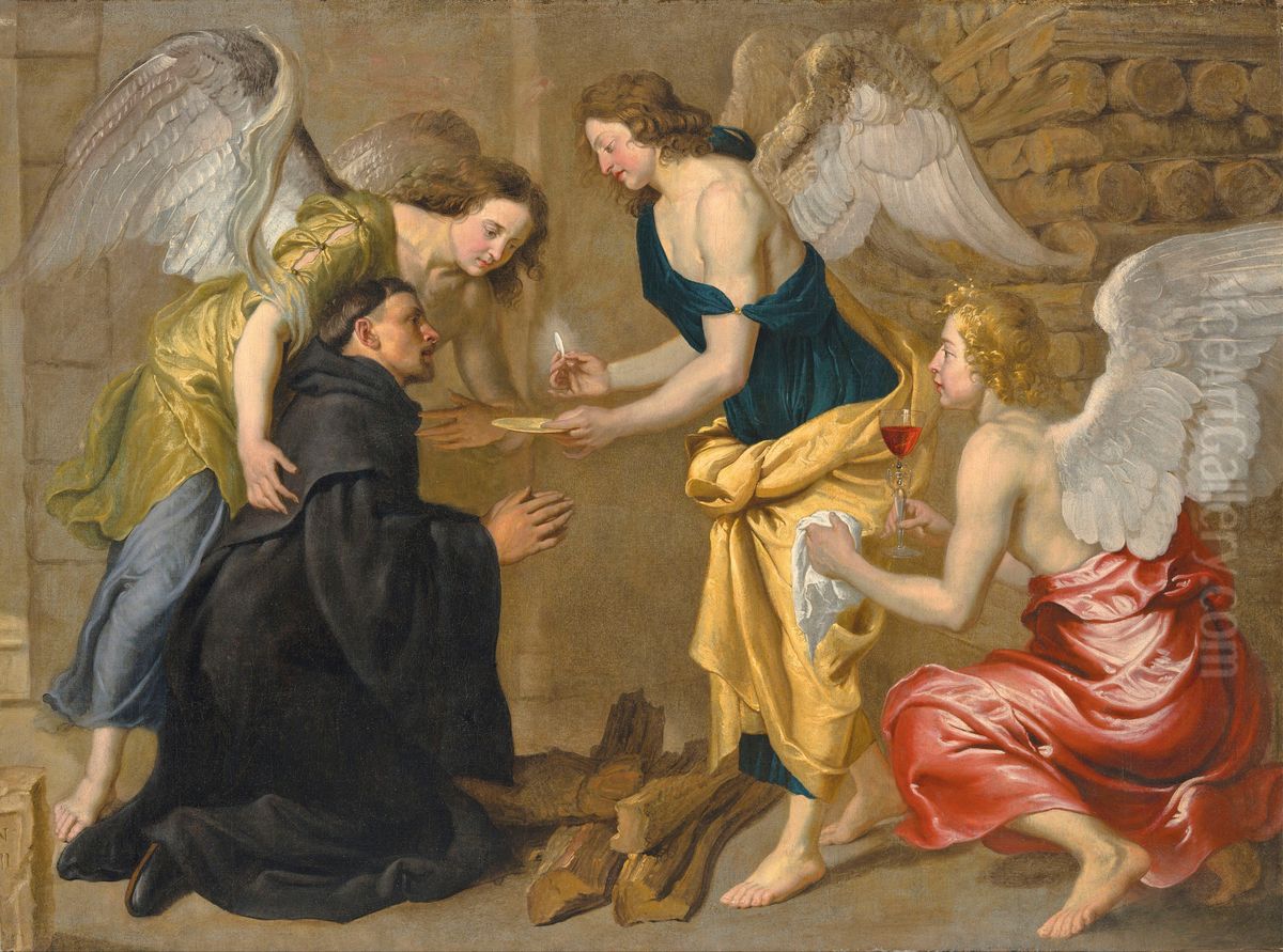 The Holy Communion of the Blessed Frederick of Regensburg Oil Painting by Jan van den Hoecke