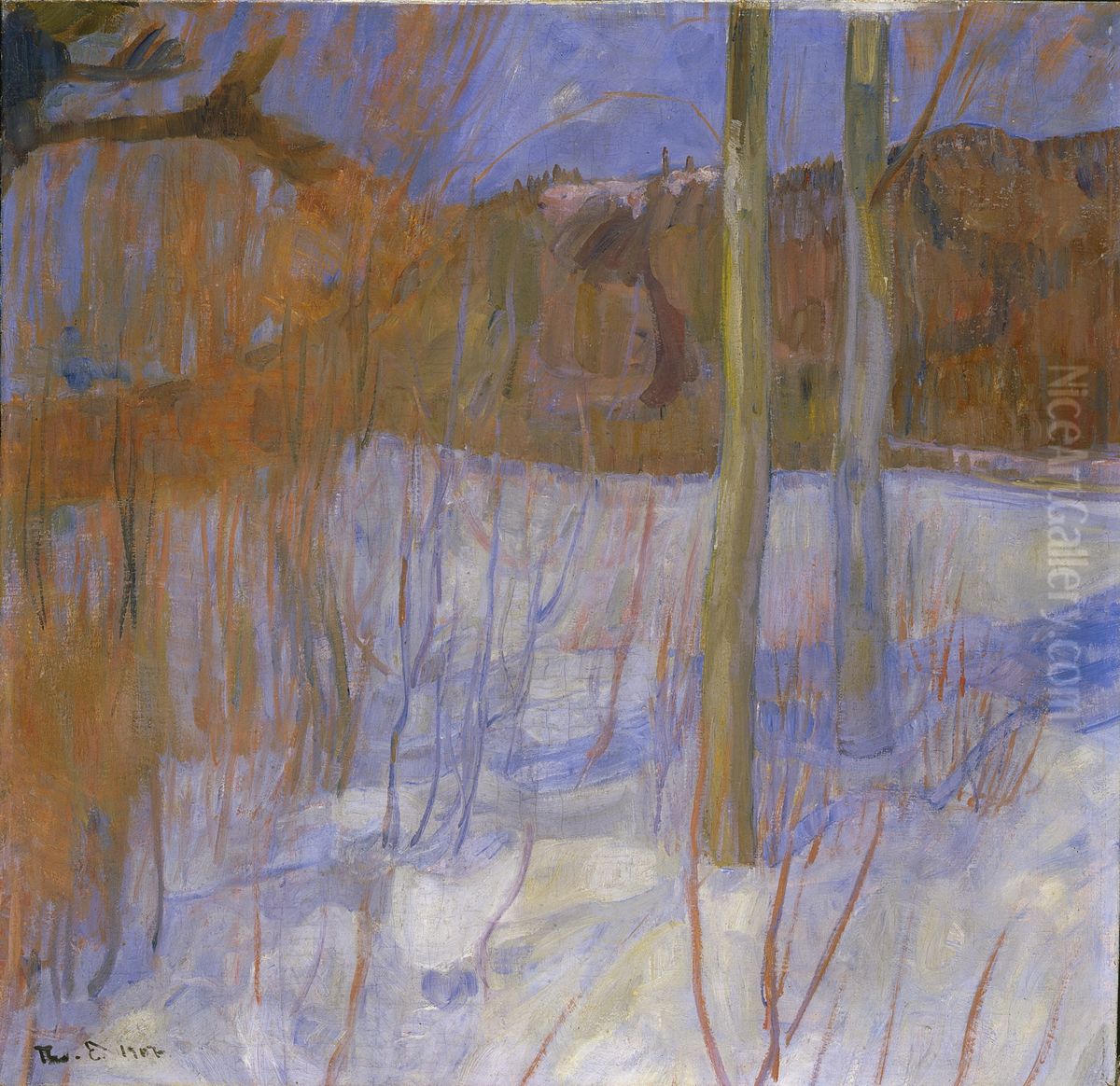Sne om kvelden Oil Painting by Thorvald Erichsen