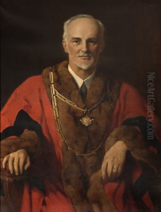 Gilbert Henry Barford (1868-1929), Mayor of Bedford (1922-1926 & 1928) Oil Painting by Collier, John