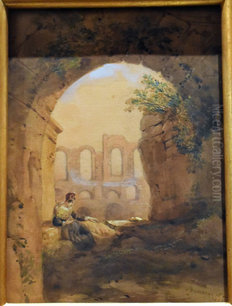 Arlesienne devant les arenes Oil Painting by Jean-Joseph Bonaventure Laurens