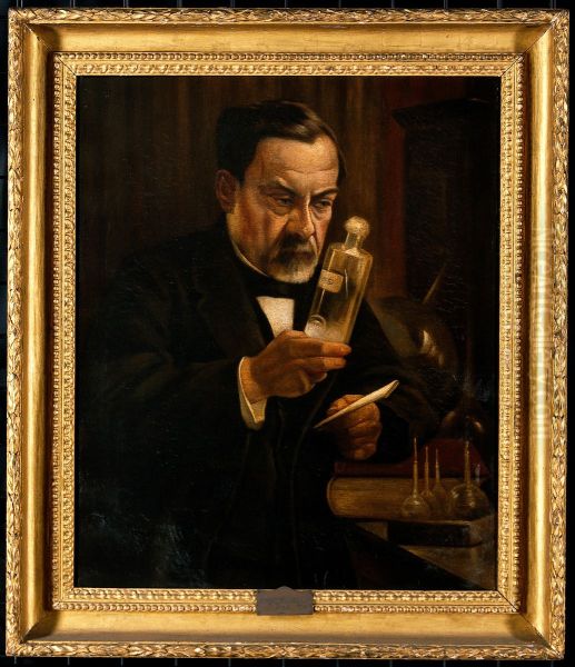 Louis Pasteur, proponent of the 'germ' theory of disease. Oil Painting by Albert Edelfelt