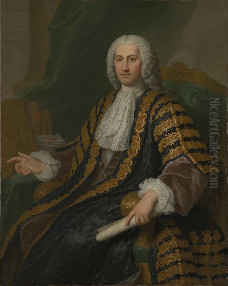 Henry Bilson Legge (1708-1764), Chancellor of the Exchequer Oil Painting by William Hoare
