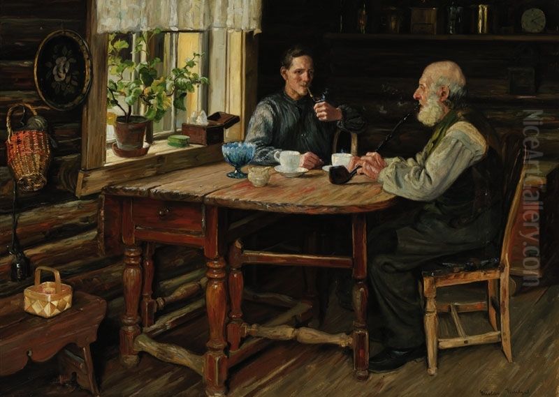 Oktakaffe Oil Painting by Gustav Wentzel