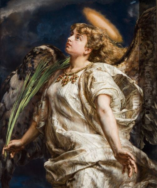 Piesn - Studium do obrazu Joanna d`Arc Oil Painting by Jan Matejko