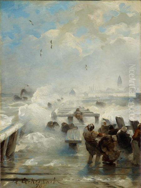 Stormy day Oil Painting by Andreas Achenbach