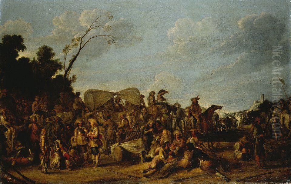 Military encampment Oil Painting by Cornelis de Wael