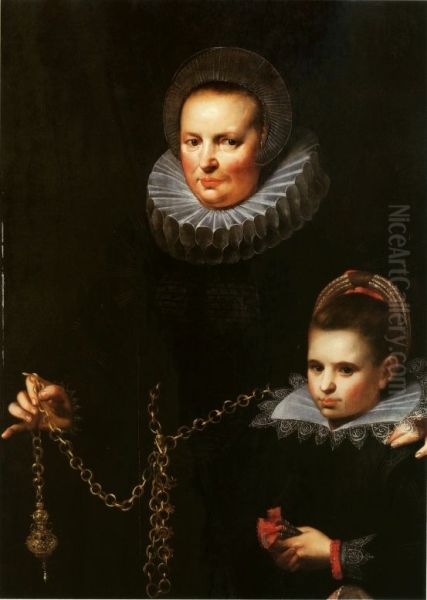 Portret matki z corka Oil Painting by Cornelis De Vos