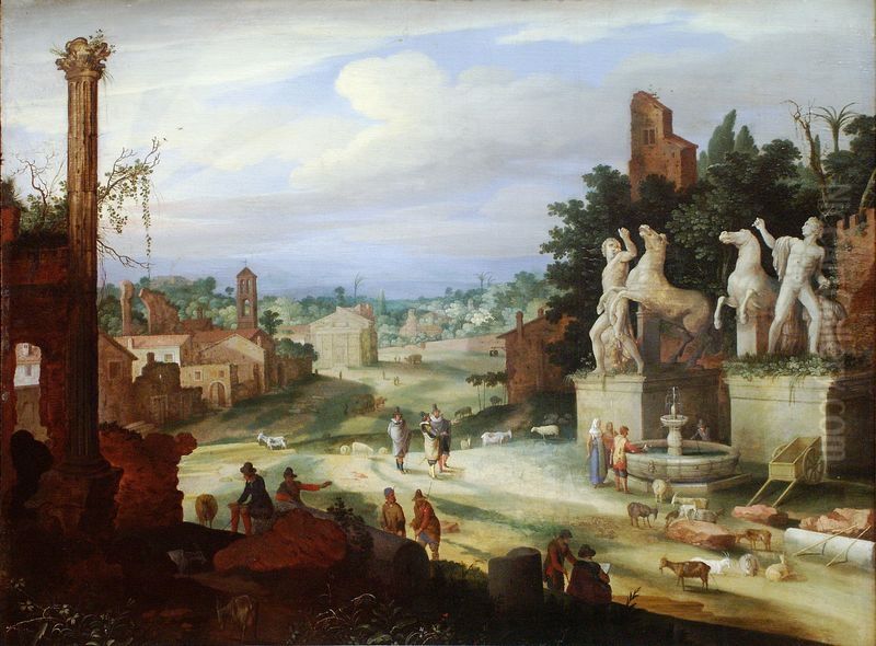Italian landscape. Oil Painting by Willem van Nieulandt II