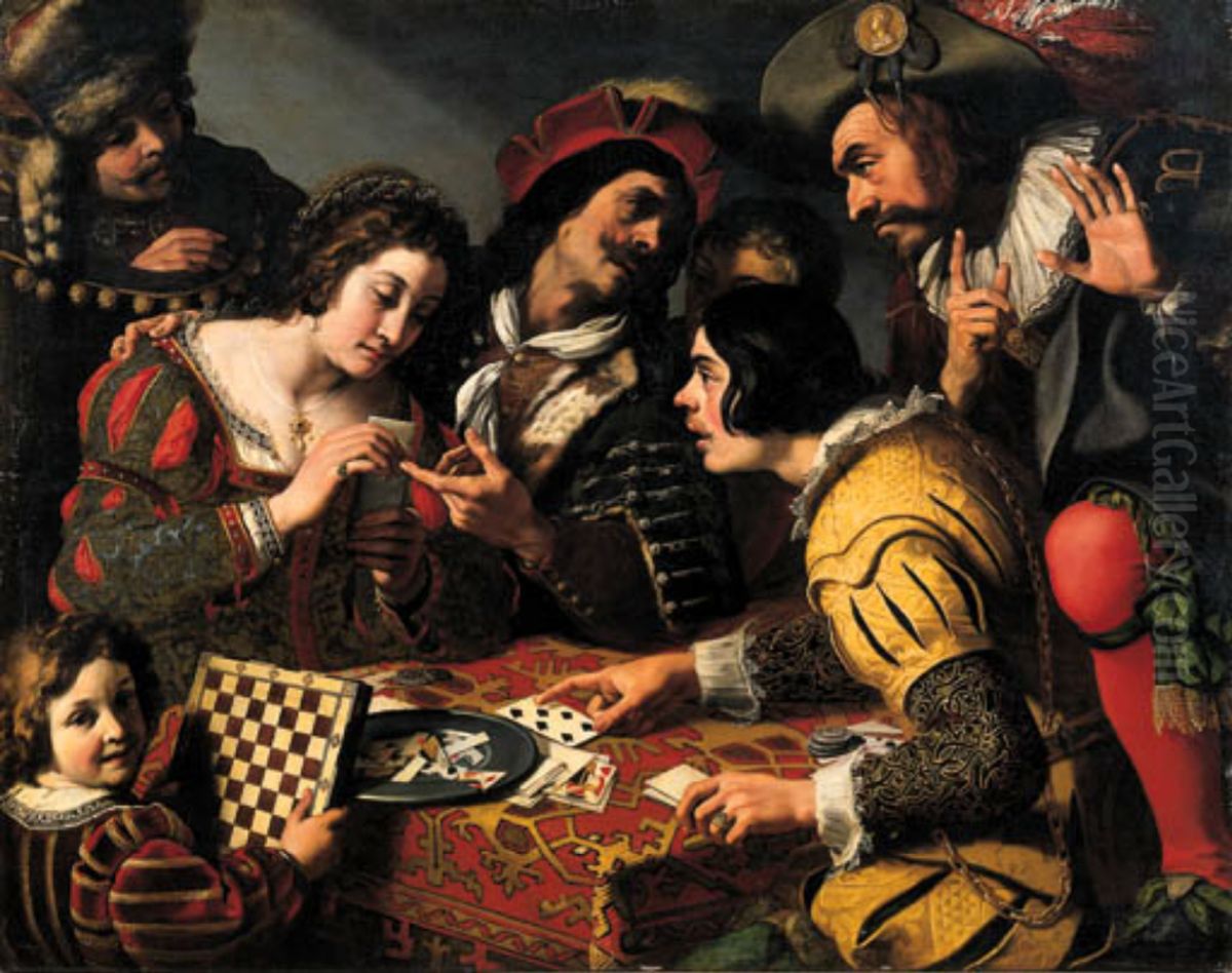 The card sharps Oil Painting by Jean Ducamps