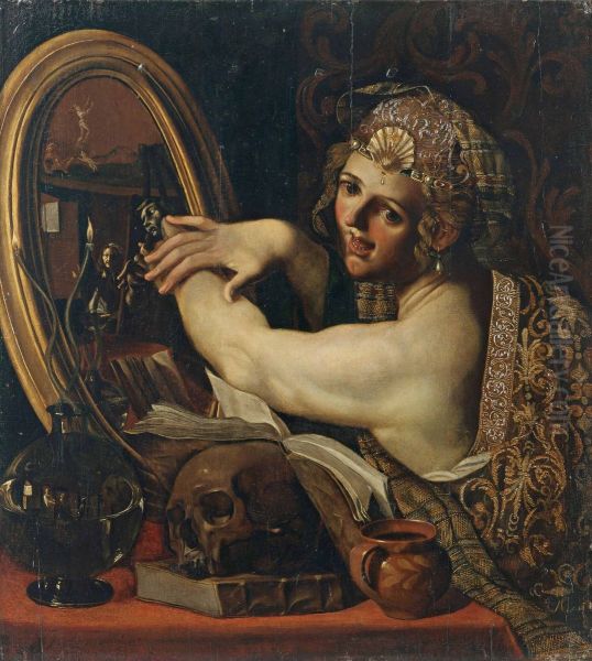 Scene with a witch Oil Painting by Angelo Caroselli