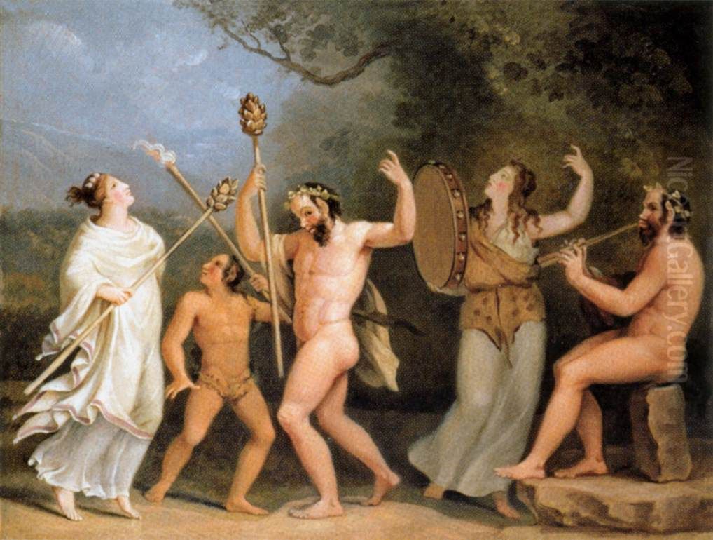 Dance of the Fauns and the Maenads Oil Painting by Johann Heinrich Wilhelm Tischbein I