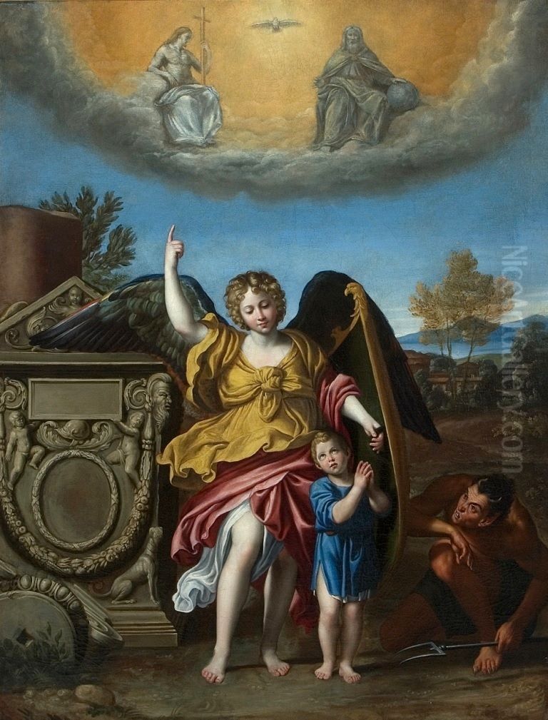 Guardian angel. Oil Painting by Domenico Zampieri (Domenichino)