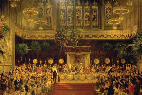 The Coronation Luncheon to George V and Queen Mary in the Guildhall, London, 29 June 1911 Oil Painting by Solomon Joseph Solomon