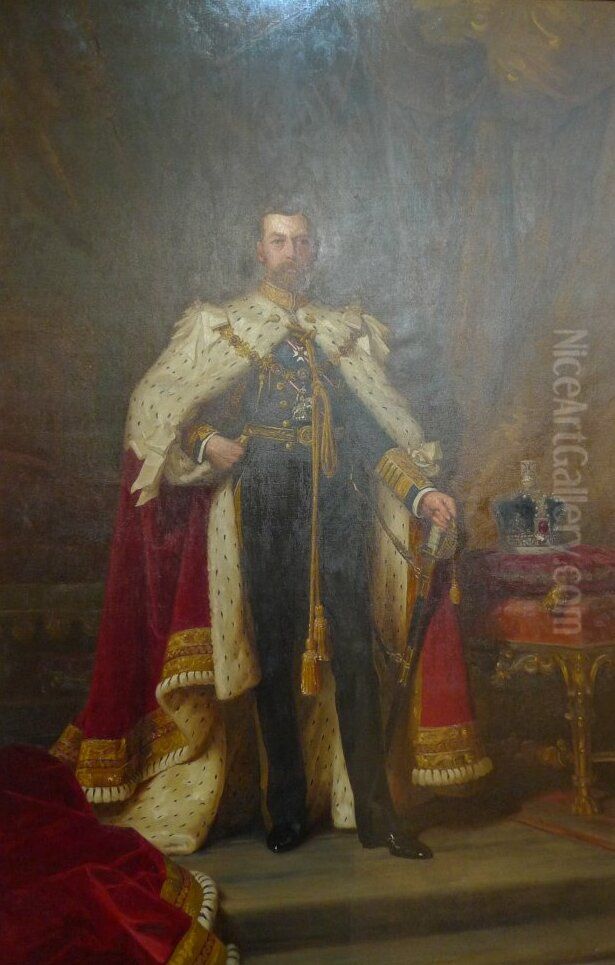 George V (1865-1936) Oil Painting by Leopold Lemage Swain