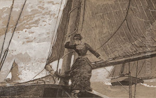 Yachting Girl Oil Painting by Winslow Homer