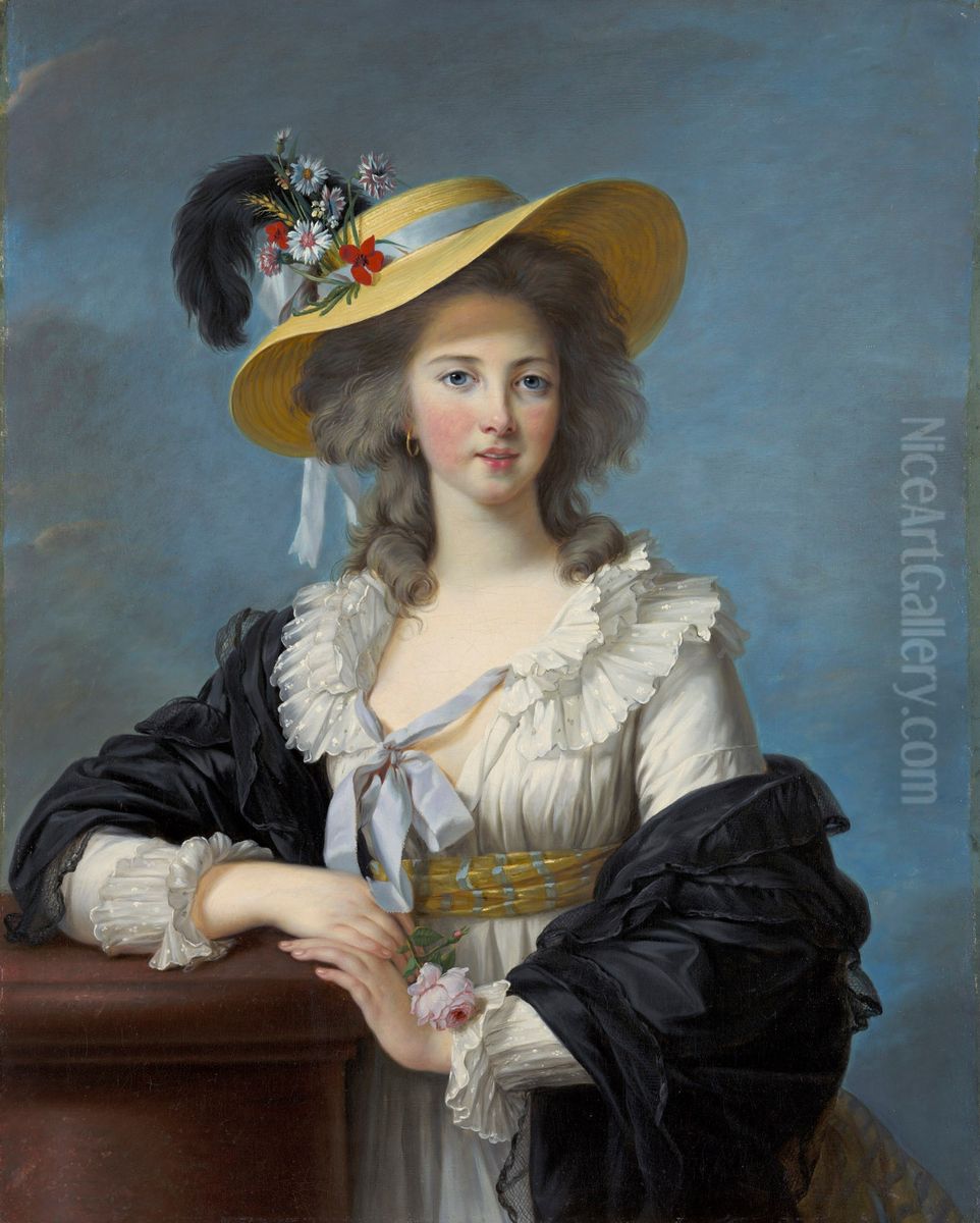 La duchesse de Polignac coiffee d'un chapeau de paille Oil Painting by Elisabeth Louise Vigee Le Brun