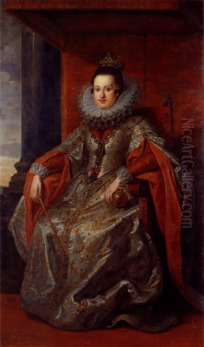 Portrait of Constance of Austria in coronation robes. Oil Painting by Pieter Soutman