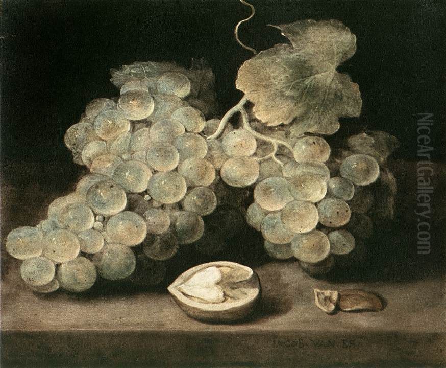 Grapes with a Walnut Oil Painting by Jacob van Es