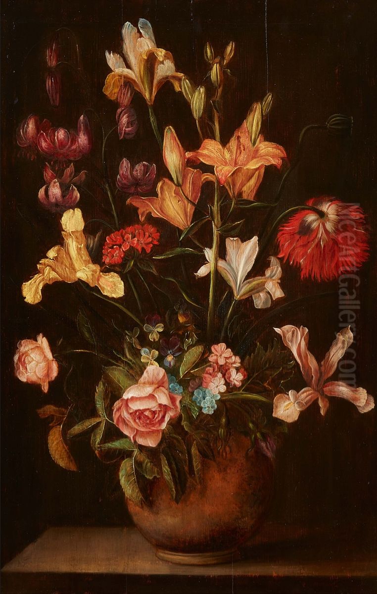 Vase of flowers in an earthenware vase Oil Painting by Alexander Adriaenssen