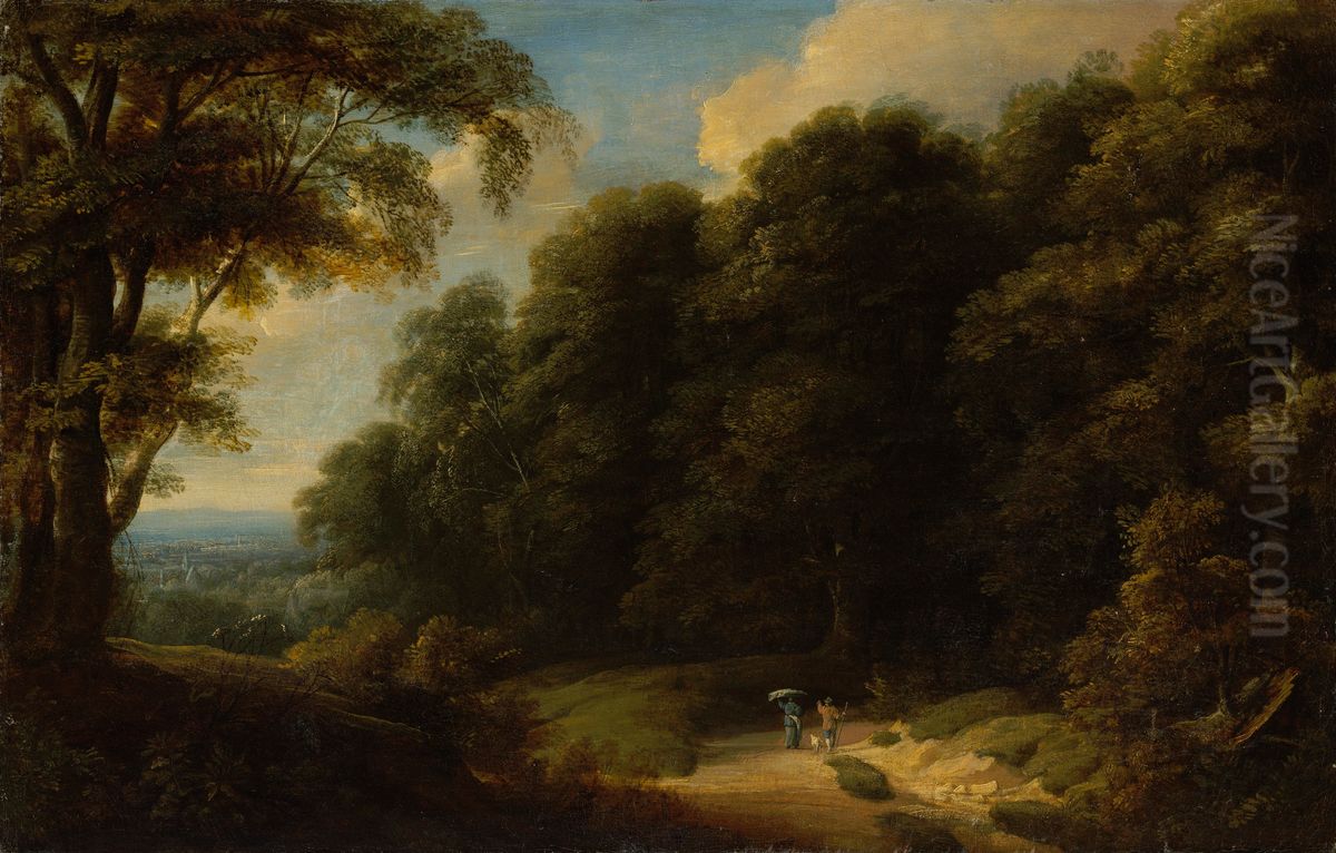 The Sonian Forest with travellers on a path Oil Painting by Peter Snayers