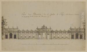 Vy av orangeriet i Kungstradgarden, dekorerat med anledning av hertig Karls formalning med prinsessan Hedvig Elisabet Charlotta av Oldenburg 1774
